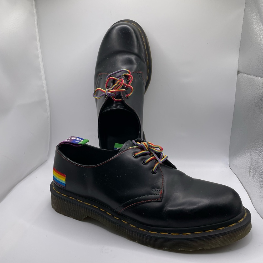 Dr. Martens For Pride Shoes Sz 9 Black Bouncing Soles Gay Pride LGBT Juneteenth